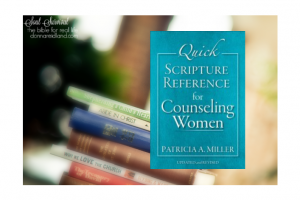 Stack of books with the cover of the book Quick Scripture Reference for Women.