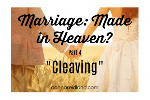 Couple walking hand in hand through a wheat field with text that reads, Marriage: Made in Heaven? Part 4 "Cleaving"