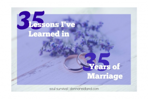 Wedding Rings with Text, 35 Lessons I've Learned in 35 Years of Marriage