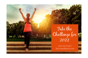 Runner in a victory stance with text that reads, Take the Challenge for 2022