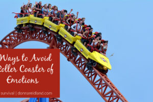 Red and blue roller coaster against a blue sky with text that reads, 7 Ways to Avoid a Roller Coaster of Emotions