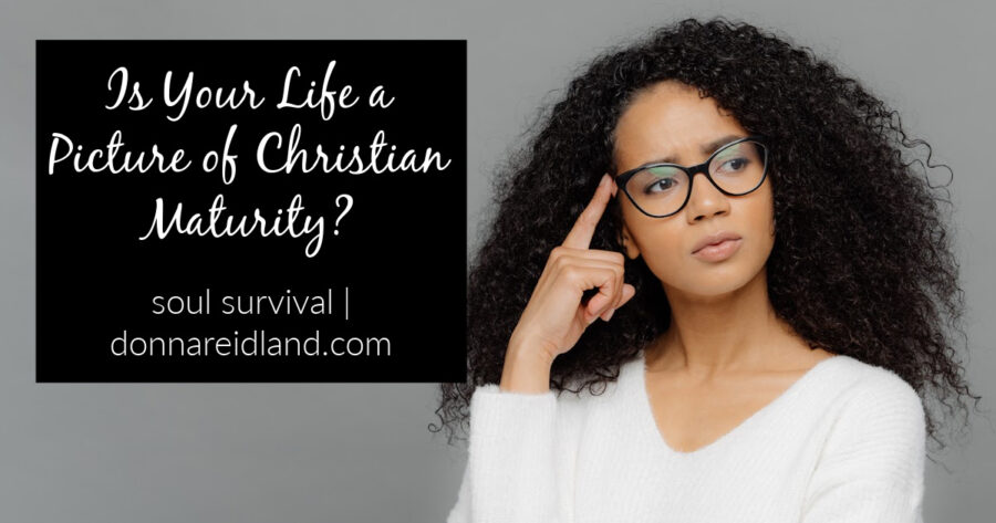 Attractive African-American woman with glasses thinking deeply with text that reads, Is Your Life a Picture of Christian Maturity?