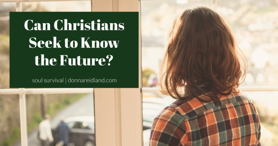 Woman in a plaid shirt looking out the window thoughtfulling with text that reads, Can Christians Seek to Know the Future?