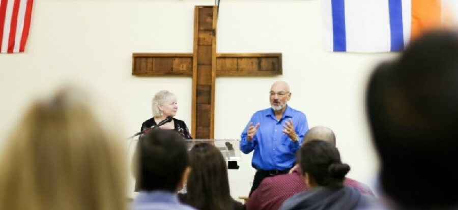 Mike and Donna Reidland teaching at a marriage conference.