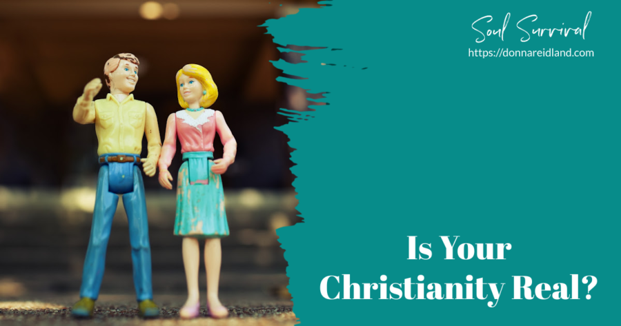 Male and female dolls standing outside a house with text that reads, Is Your Christianity Real?