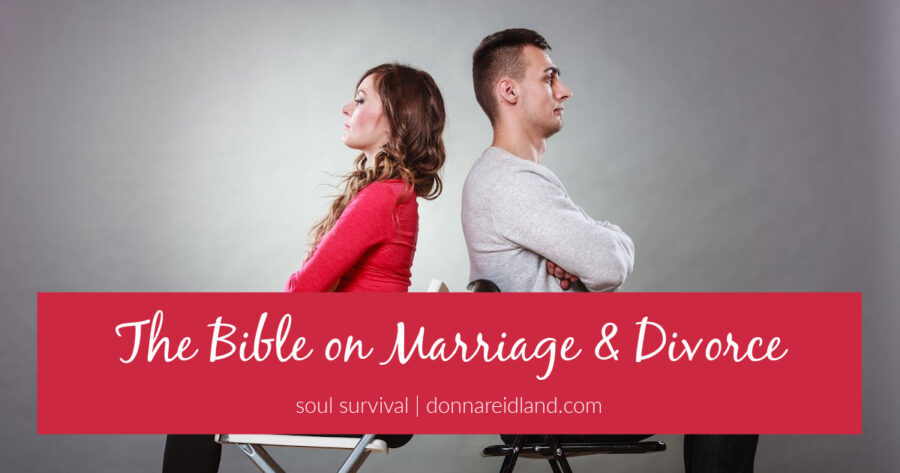 Angry couple with their backs to one another with text that reads, The Bible on Marriage & Divorce.