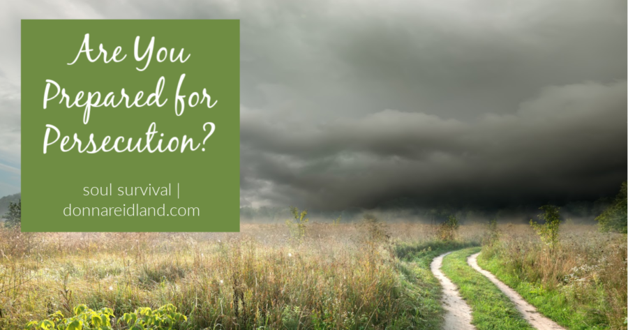 Dirt road heading into a storm with text that reads, Are You Prepared for Persecution?