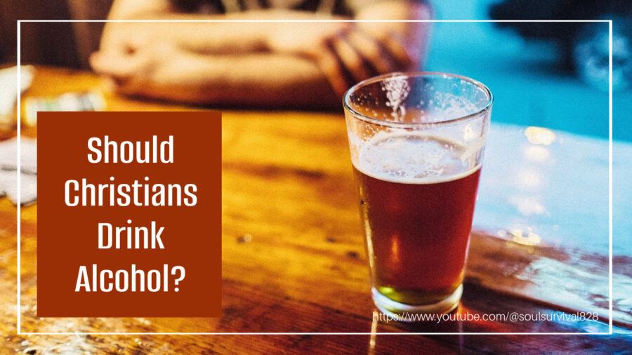Glass of beer sitting on a bar with text that reads, Should Christians Drink Alcohol?