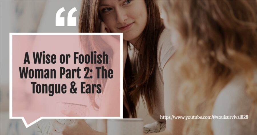 Two women talking with text that reads, A Wise or Foolish Woman Part 2: The Tongue & Ears