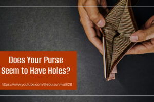 African-American man's hands holding an empty walllet with text that reads, Does Your Purse Seem to Have Holes?