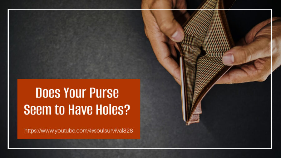 African-American man's hands holding an empty walllet with text that reads, Does Your Purse Seem to Have Holes?