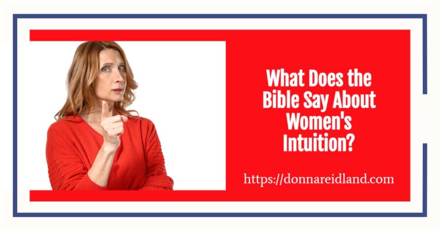 Blond woman pointing her finger with a knowing expressing her intuition with text that reads, The Bible on Women's Intuition