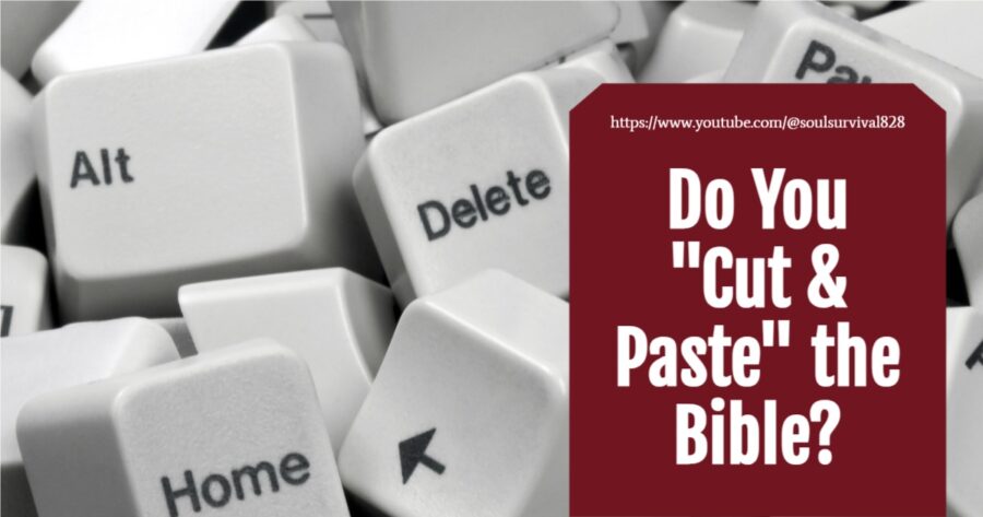 Pile of white computer keys with text that reads, Do You 'Cut & Paste' the Bible?