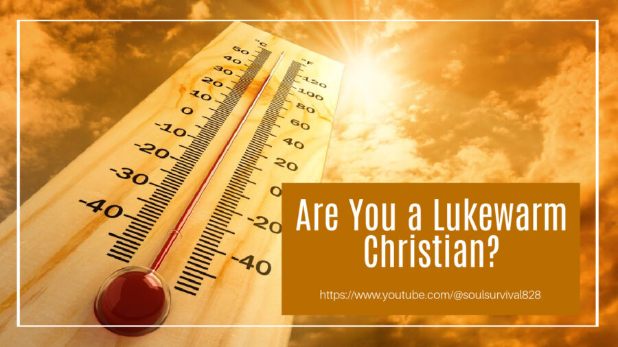 Giant thermometer reaching up to heaven with text that reads, Are You a Lukewarm Christian?