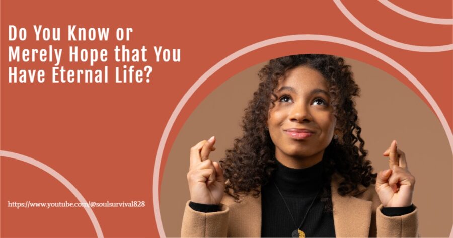 Pretty African-American woman with her fingers crossed and text that reads, Do You Know that You Have Eternal Life?