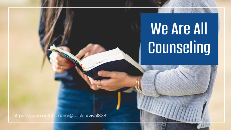 Two women talking with text that reads, We Are All Counseling