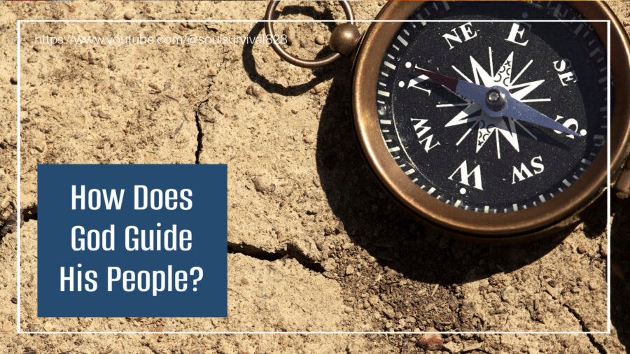 Compass against a background of dry, desert ground witht text that reads, How Does God Guide His People?