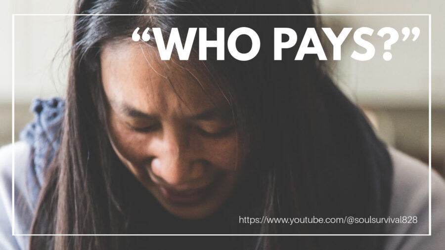 Distressed woman with her head down