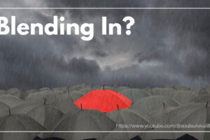 Red umbrella in a sea of gray ones