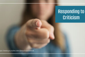 Woman's hand pointing to someone while criticizing them with text that reads, Responding to Criticism