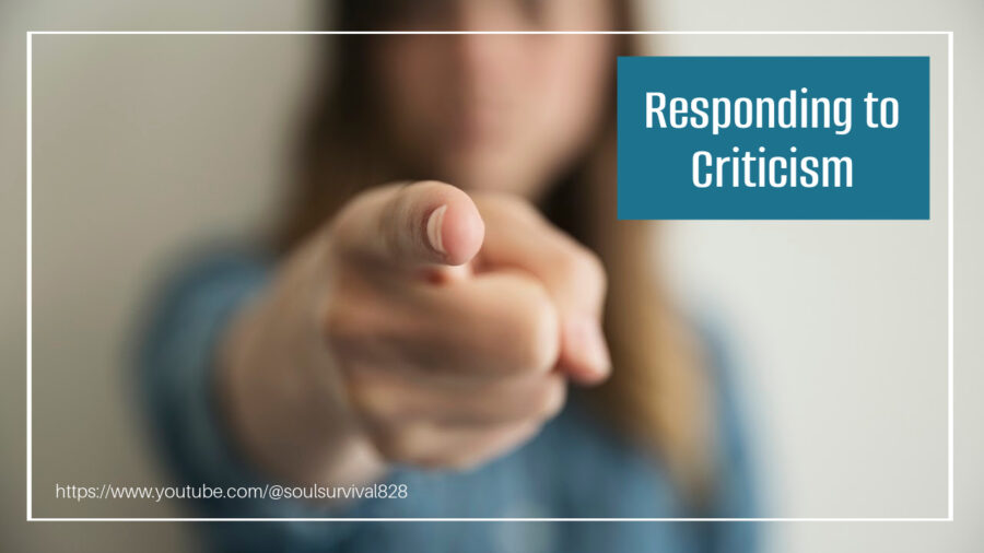 Woman's hand pointing to someone while criticizing them with text that reads, Responding to Criticism