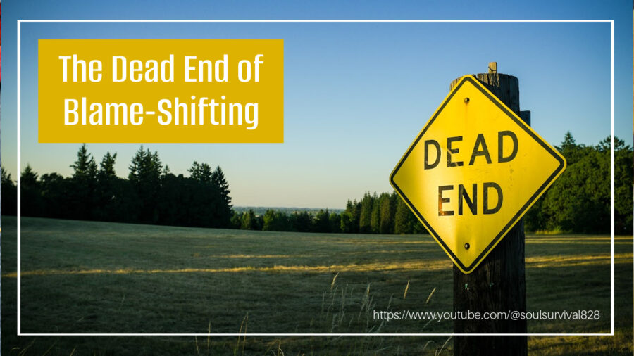 Dead end sign with text that reads, The Dead End of Blame-Shifting