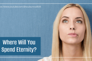 Young blond biting her lip and looking worried with text that reads, Where Will You Spend Eternity?