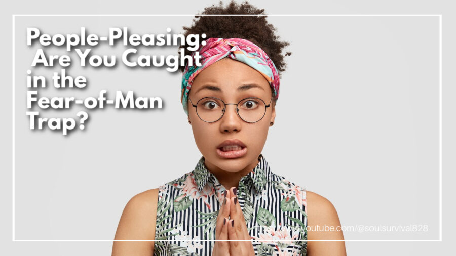 Worried young African-American woman with text that reads: People-Pleasing: Are You Caught in the Fear-of-Man Trap?
