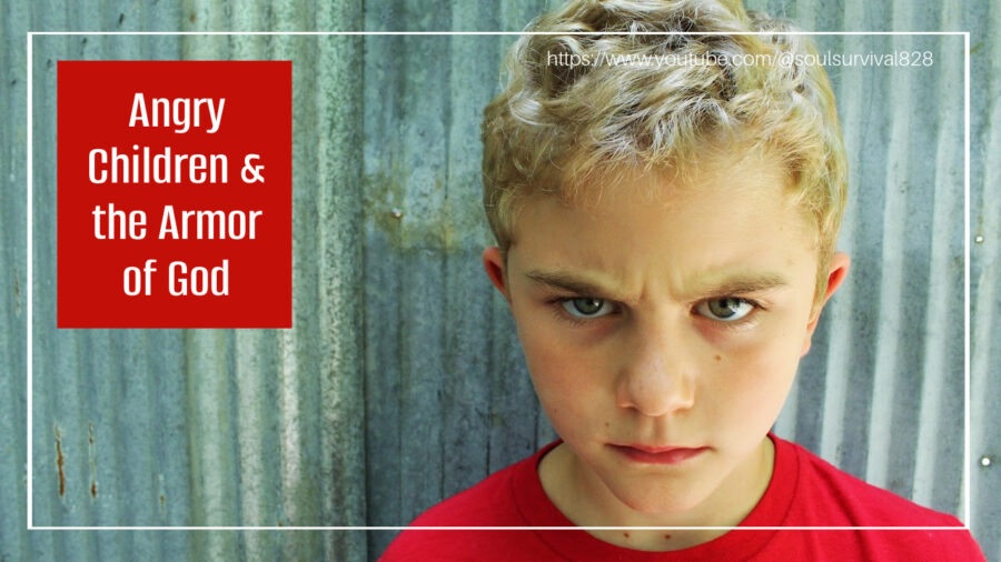 Angry boy with curly blond hair and text that reads, Angry Children, Hypocrisy & the Armor of God