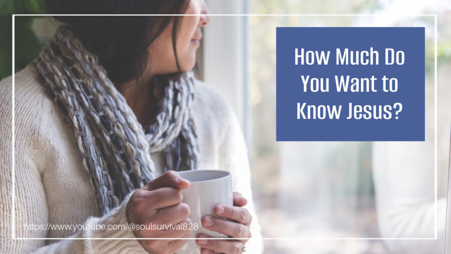 Young woman looking out the window with a thoughtful look on her face and text that reads, How Much Do You Want to Know Jesus?