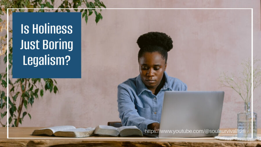 Young African-American woman sitting at a desk and studying her Bible with text that reads, Is Holiness Just Boring Legalism?