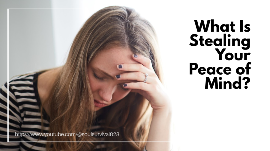 Stressed woman with her hand on her forehead and text that reads: What Is Stealing Your Peace of Mind?