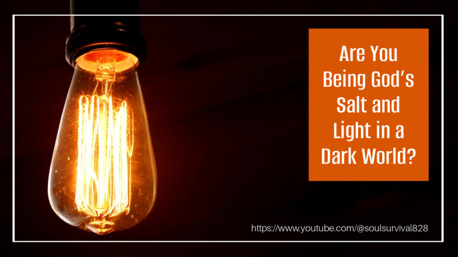 Retro style lightbulb against a black background with text that reads, Are You Being God’s Salt and Light in a Dark World?