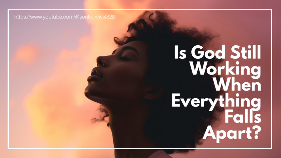 African-American woman against an orange sky, looking up and wondering: Is God Still Working When Everything Falls Apart?