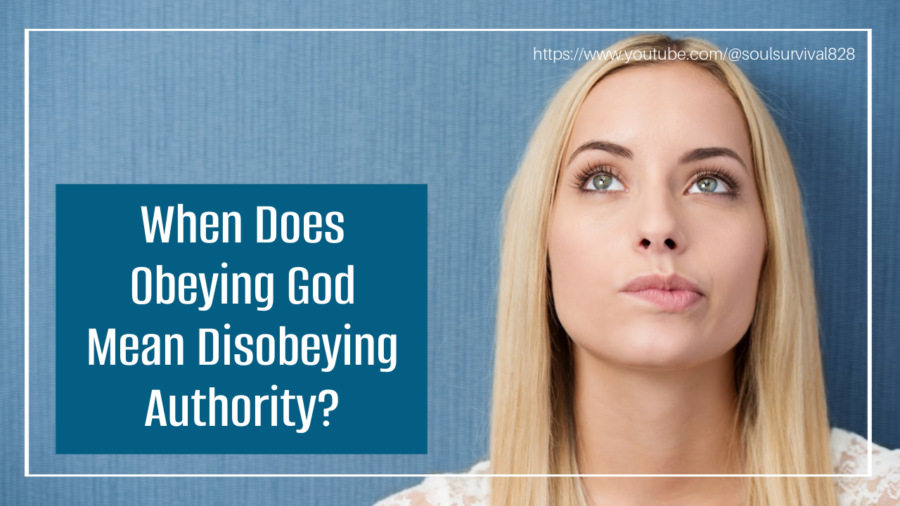 Blond woman biting her lip and thinking deeply with text that reads: When Does Obeying God Mean Disobeying Authority?