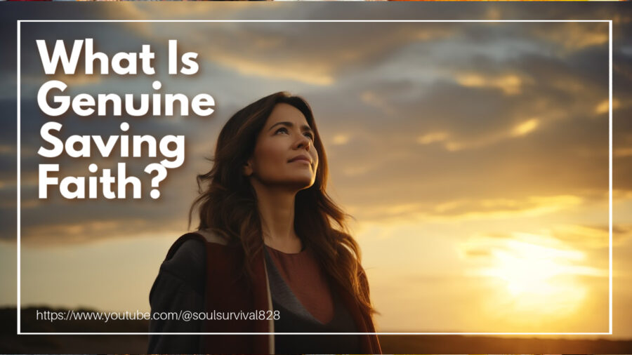Woman looking up to heaven against a foreboding sky with text that reads: What Is Genuine Saving Faith?