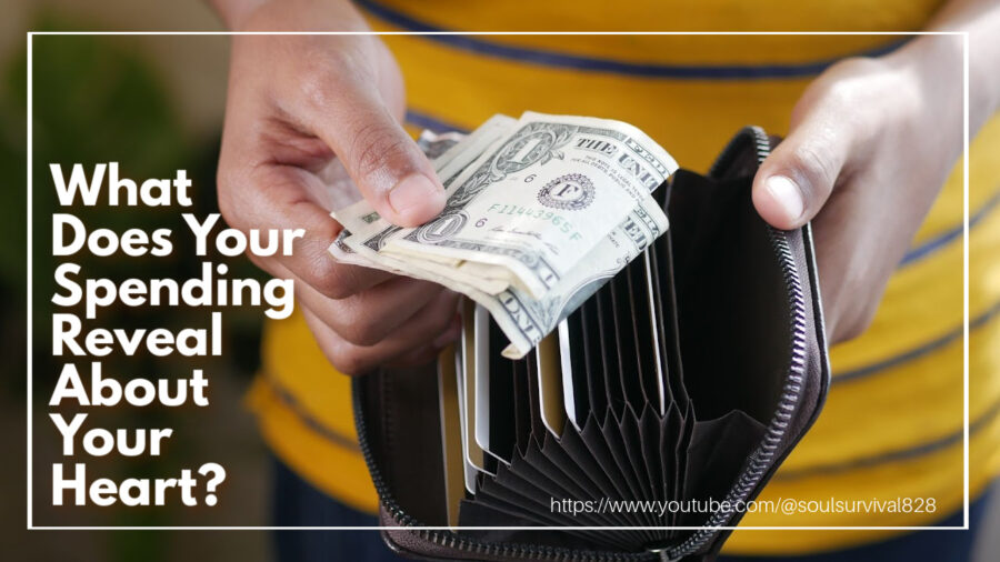 Woman's hands holding money and preparing to pay for something with text that reads: What Does Your Spending Reveal About Your Heart?