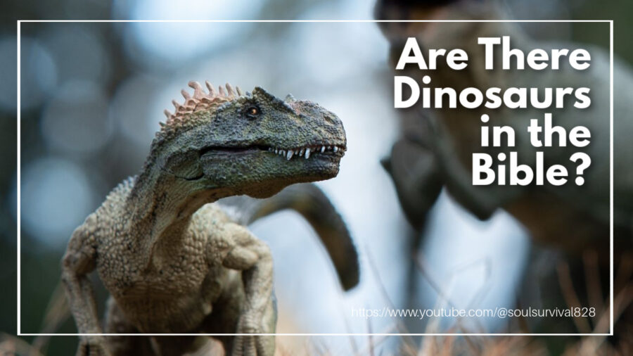 Models of dinosaurs in the wild with text that reads: Are There Dinosaurs in the Bible?
