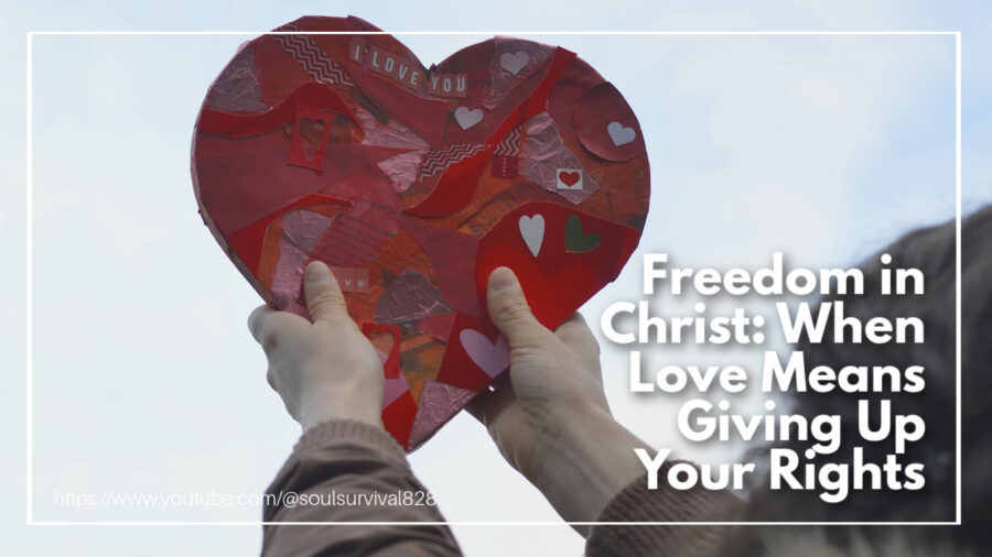 Woman holding up a handmade and decorated heart-shaped box with text that reads: Freedom in Christ: When Love Means Giving Up Your Rights