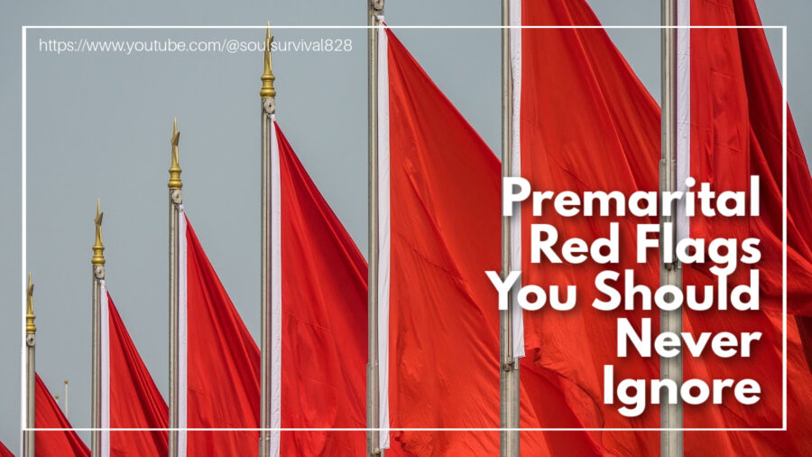 Red flags with text that reads: Dating or Engaged? Don’t Ignore These Red Flags